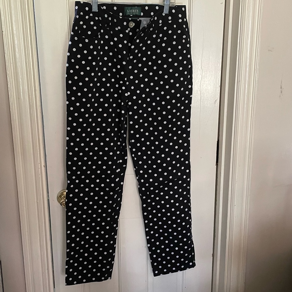 Ralph Lauren black & white polka dot capri pants 🖤🤍 size 4